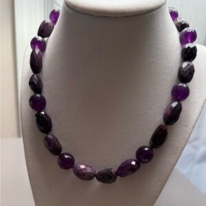 Set of Gem Amethyst and Agate Purple Beaded Necklace